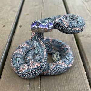 Jon Anderson Fimo Clay Coiled Snake Sculpture Art Piece